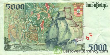 5000 Portuguese Escudos banknote (Vasco da Gama)