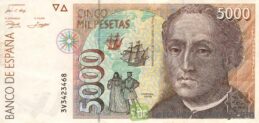 5000 Spanish Pesetas banknote (Christopher Columbus)