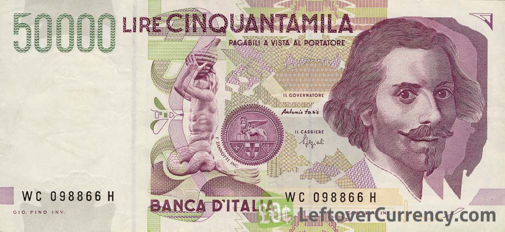 50000 Italian Lire banknote (Gian Lorenzo Bernini)