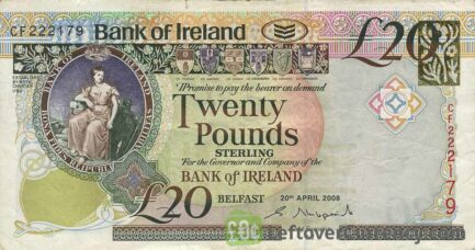 Bank of Ireland 20 Pounds banknote (Queen's University)