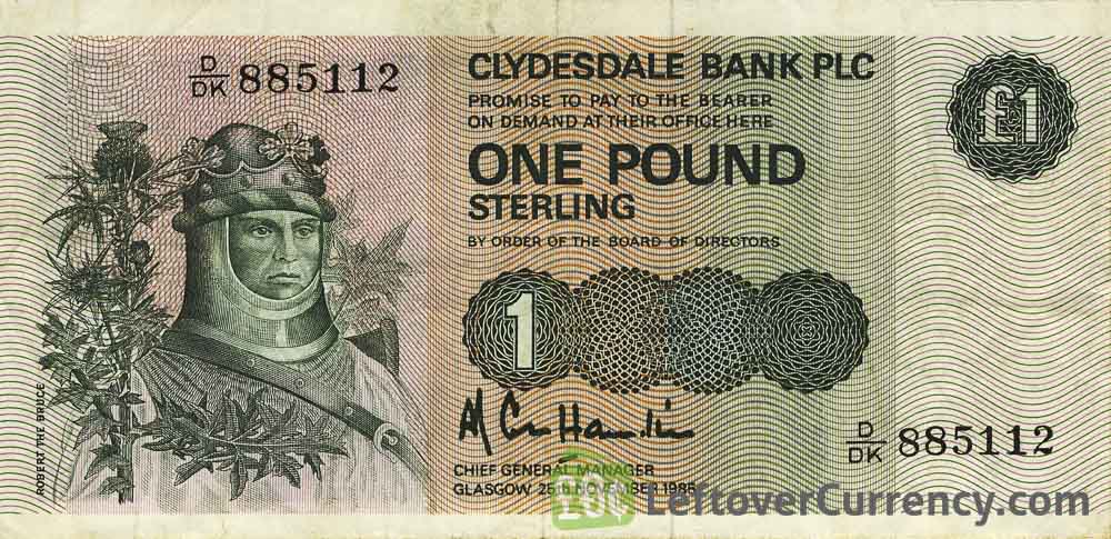 Clydesdale Bank 1 Pound banknote (1982-1988 series)