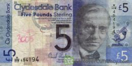 Clydesdale Bank 5 Pounds banknote