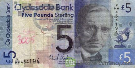 Clydesdale Bank 5 Pounds banknote