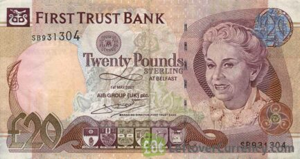 First Trust Bank 20 Pounds banknote (Mature lady)