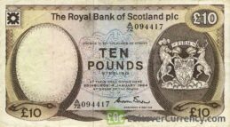 The Royal Bank of Scotland plc 10 Pounds banknote (1982-1986 series)