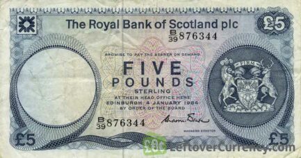 The Royal Bank of Scotland plc 5 Pounds banknote (1982-1986 series)