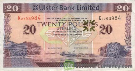 Ulster Bank Limited 20 Pounds banknote (series 1990-2012)