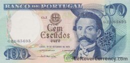 100 Portuguese Escudos banknote (Camilo Castelo Branco) obverse