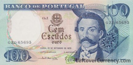 100 Portuguese Escudos banknote (Camilo Castelo Branco) obverse