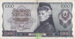1000 Austrian Schilling banknote (Bertha von Suttner) obverse accepted for exchange