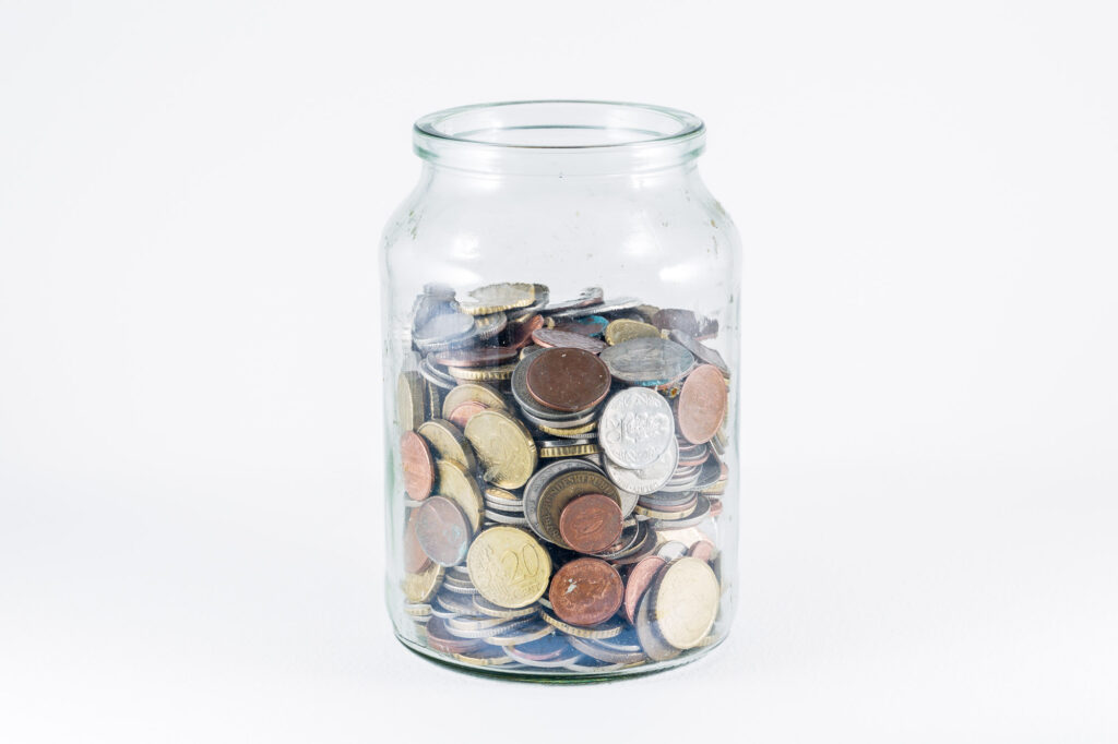 jar of foreign coins
