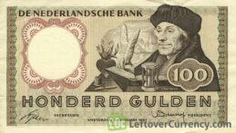 100 Dutch Guilders banknote (Erasmus)