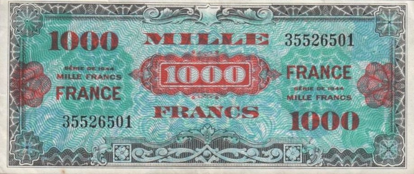 1000 French Francs banknote (Allied Military Currency 1944)