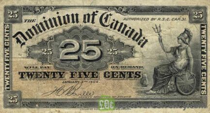 25 cents Dominium of Canada banknote 1900
