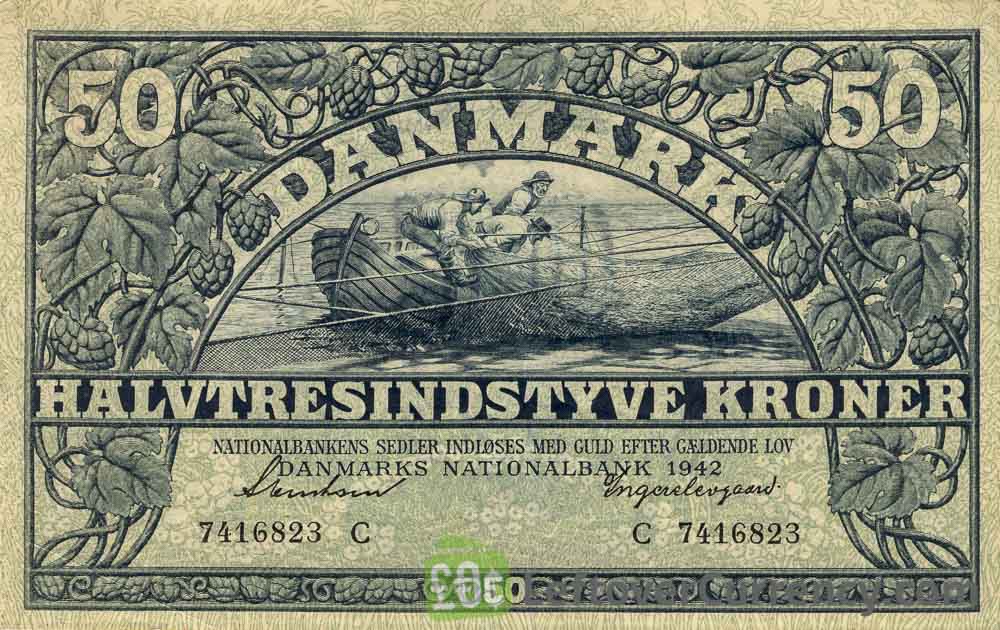 50 Danish Kroner banknote 1938-1942 issue