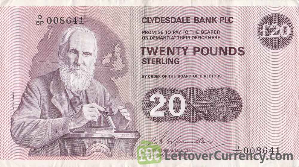 Clydesdale Bank 20 Pounds banknote (1982-1990 series)