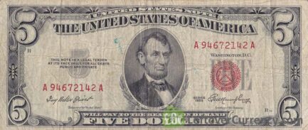 Five Dollars United States note red seal