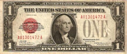 One Dollar United States note red seal
