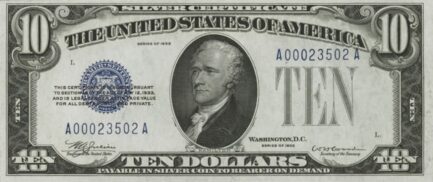 Ten Dollars Silver Certificate blue seal