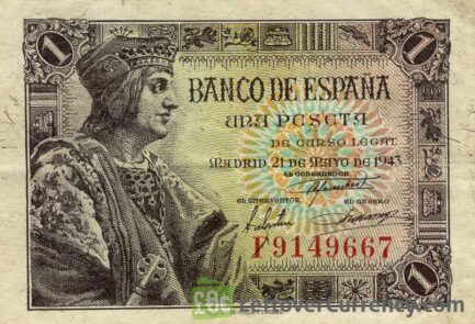 1 Spanish Peseta banknote (King Fernando el Catolico)