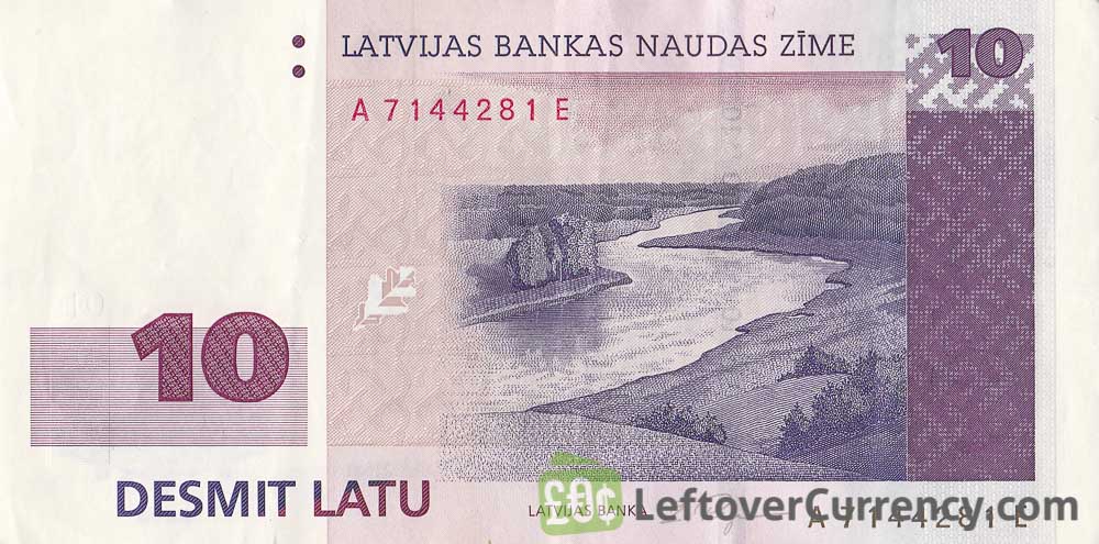 10 Latvian Latu banknote obverse accepted for exchange