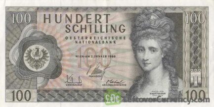 100 Austrian Schilling banknote (Angelika Kauffmann)