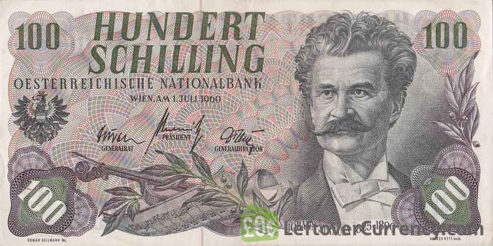 100 Austrian Schilling banknote (Johann Strauss)