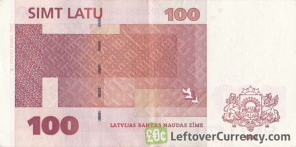 100 Latvian Latu banknote reverse accepted for exchange