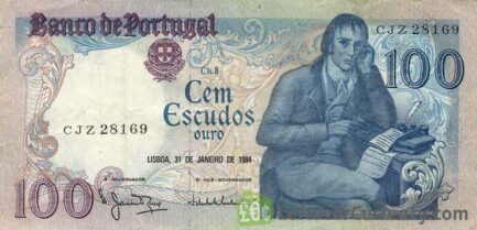 100 Portuguese Escudos banknote (Manuel du Bocage)