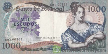 1000 Portuguese Escudos banknote (Maria II)