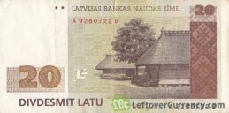 20 Latvian Latu banknote obverse accepted for exchange