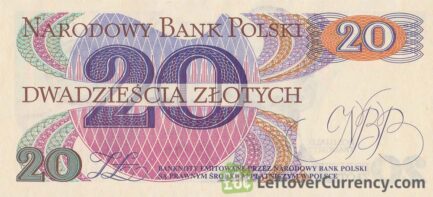 20 old Polish Zlotych banknote (Romuald Traugutt) reverse accepted for exchange