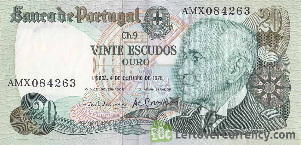 20 Portuguese Escudos banknote (Admiral Gago Coutinho)