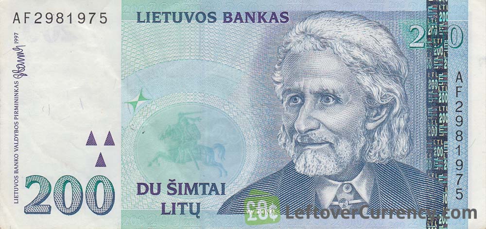 200 Litu banknote Lithuania obverse accepted for exchange