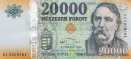 20000 Hungarian Forints banknote (Ferenc Deak 2015) accepted for exchange