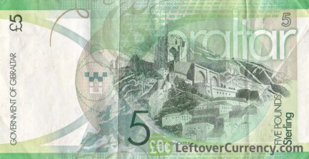 5 Gibraltar Pounds banknote (Moorish Castle) reverse accepted for exchange