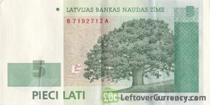 5 Latvian Lati banknote obverse