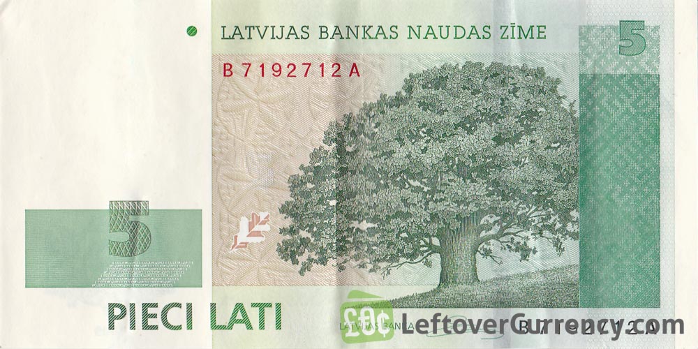 5 Latvian Lati banknote - Exchange yours for cash today