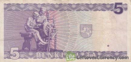5 Litai banknote Lithuania reverse accepted for exchange