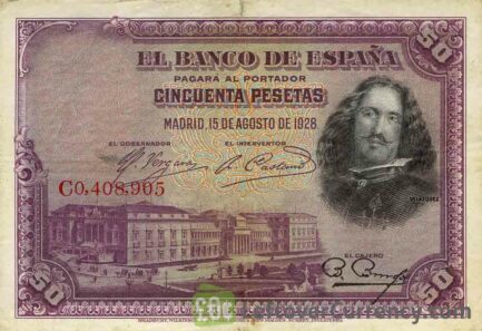 50 Spanish Pesetas banknote (Diego Velazquez)