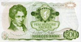 500 Norwegian Kroner banknote Henrik Abel