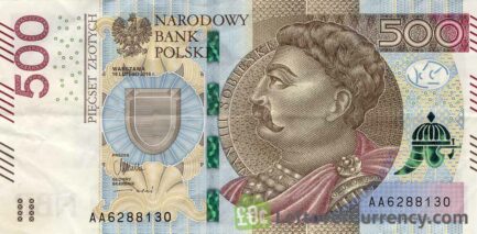 500 Polish Zloty banknote (King John III Sobieski) obverse accepted for exchange