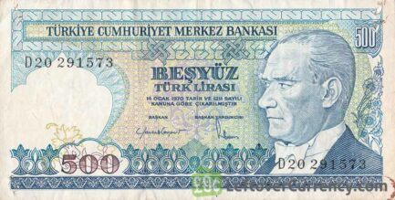 500 Turkish Old Lira banknote (7th emission group 1970)