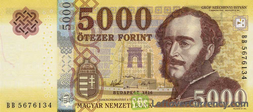 5000 Hungarian Forints banknote (Istvan Szechenyi's Home 2016) obverse