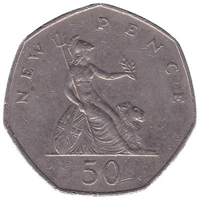 British large style 50p coin