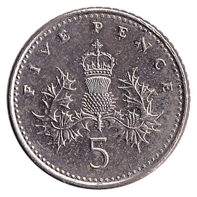 British large style 5p coin