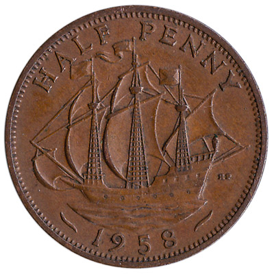 British predecimal halfpenny coin