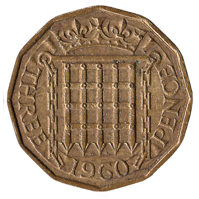 British predecimal threepence coin