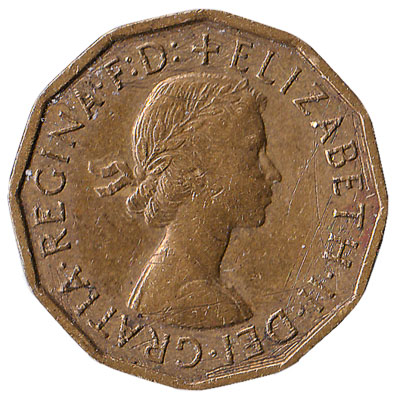 British predecimal threepence coin