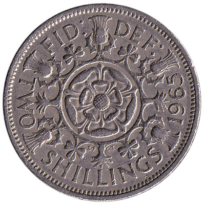 British predecimal two shillings (florin) coin